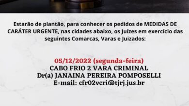 PLANTÃO JUDICIÁRIO - 05/12 - COPA